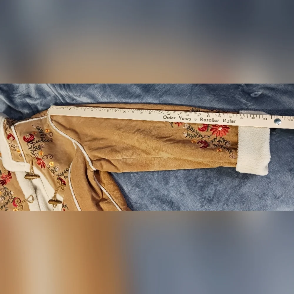 St. John's Bay XL  Faux Suede 90s Vintage Jacket Warm Pockets Floral - Picture 16 of 16